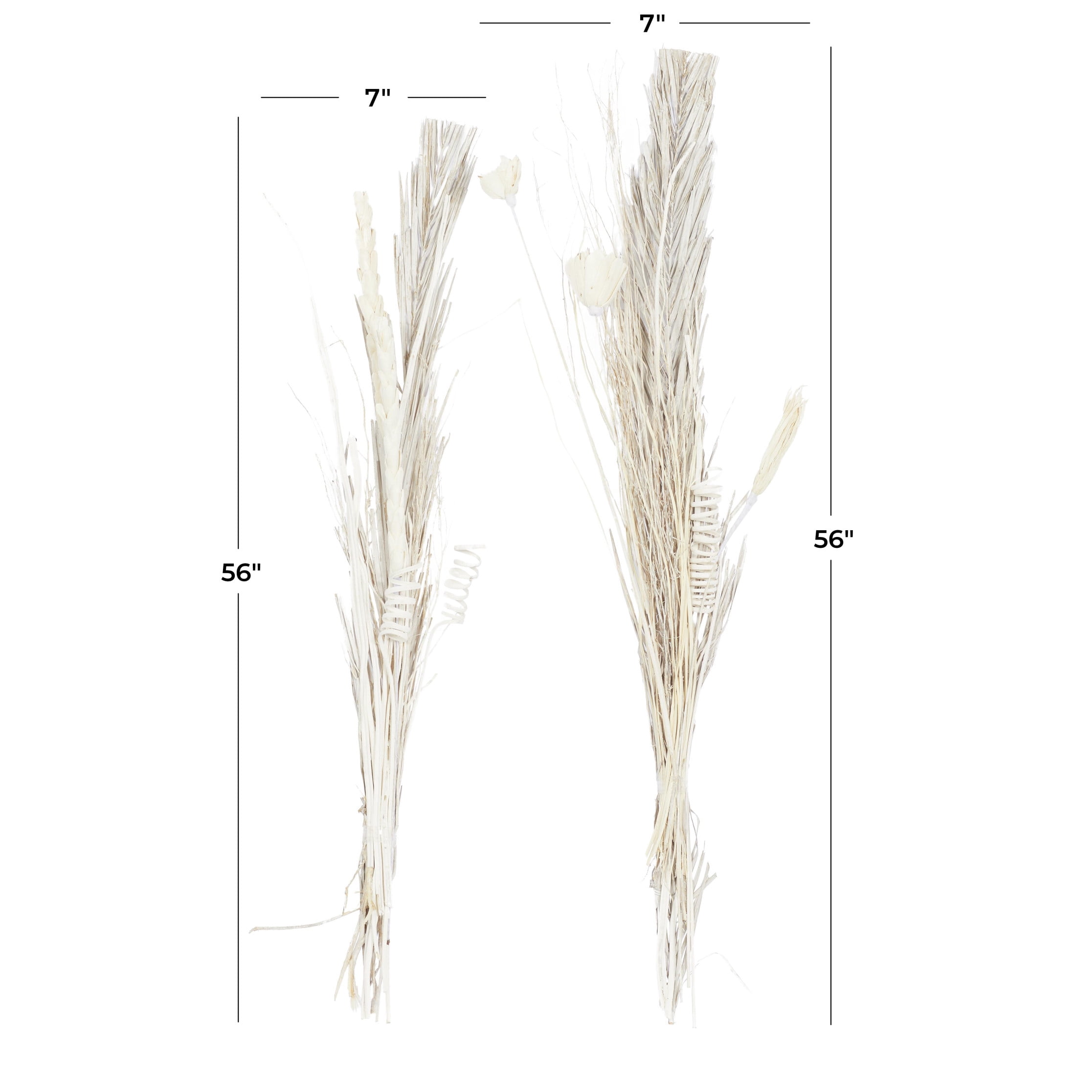 DecMode Farmhouse Dried Floral Natural Foliage Set of 2, 7"W x 56"H, with Brown, White and Beige Finish