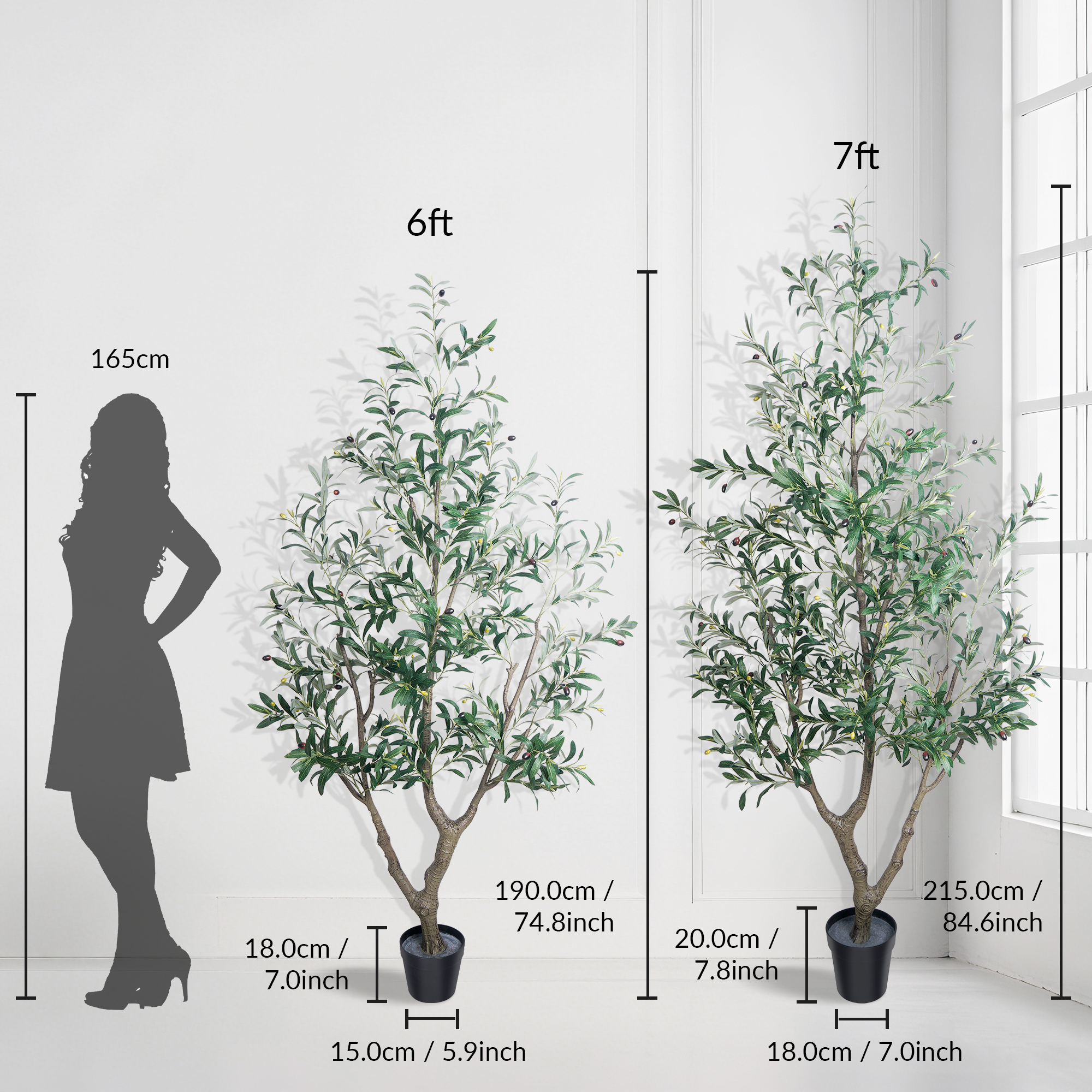 OLIVIVI Artificial Olive Tree 6FT Tall Faux Silk Plant for Home Office Decor Indoor Outdoor Fake Lifelike Potted Plant with Wood Branches 1 pack