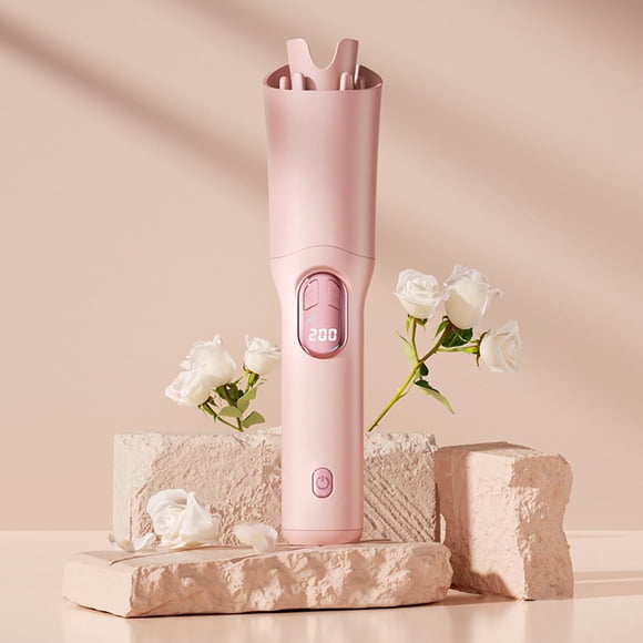 Rizador De Pelo Automático, Varita Rizadora Inalámbrica Con Pantalla Digital Y 3 Ajustes De Temperatura 160 C 180 C 200 C, Diseño Semicerrado Para Olas De Playa, Batería