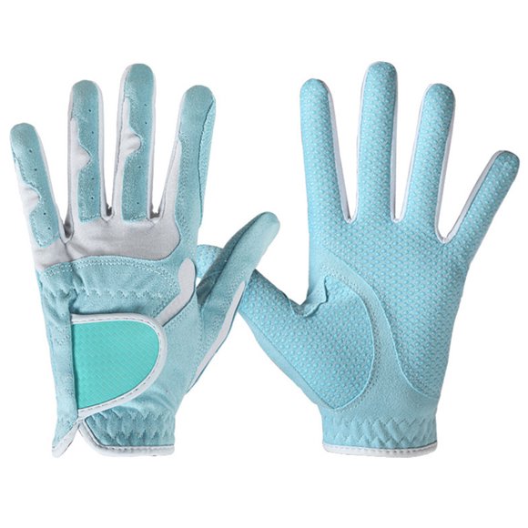 1 Pair Golf Gloves Women Anti-slip Glove; Anti-slip Golf Microfiber Cloth Elastic Breathable Mitten for Outdoor Sport, Blue, 21