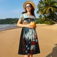 thumbnail image 4 of Daiia USA Bald Eagle Print Robes pour Femmes 2025 Tendance Manches Courtes Robes Décontractées Amples Fluides Maxi Robes de Soleil, 4 of 6