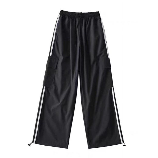 Mono grueso con forro polar de otoño e invierno, tres barras, pantalones de fregona sueltos adelgazantes de cintura alta de calle