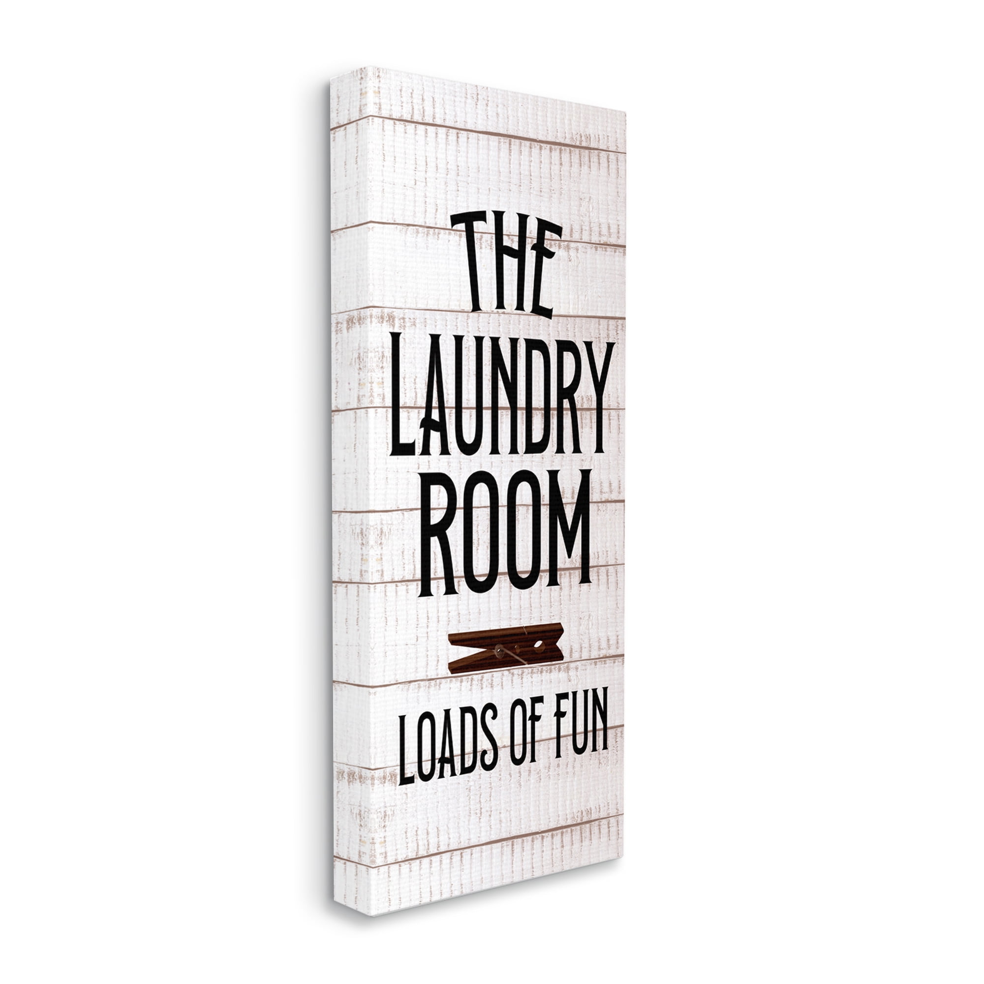 Stupell Industries Laundry Room Plank Pattern Typography Painting Gallery Wrapped Canvas Art Print Wall Art, 13 x 30