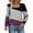 Purple, variant on Women's Color Block Square Neck Blouse with Puff Sleeves & Elastic Cuffs - Casual Stretch Top for Ladies