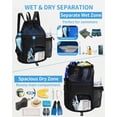 thumbnail image 3 of Swim Bag with Wet Pockets, Sandproof Beach Backpack with 40oz Tumbler Side Pockets, Mesh Drawstring Backpack Swim Bag for Swimming, Pool, Gym and Workout Gear (Black), 3 of 6