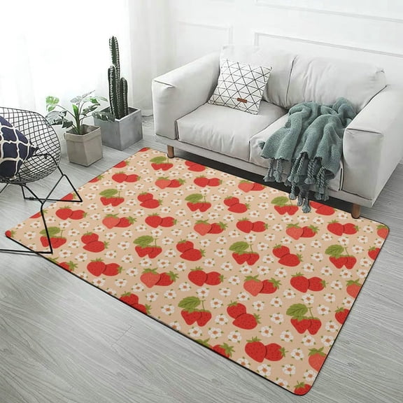 Colorful Strawberries Carpet for Home Decoration Rugs for Bedroom Room Living Room Bathroom Entrance Door Non-slip Comfort Mat