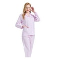 thumbnail image 3 of GLOBAL Women's Cotton Loungewear & Pajama Set Long Sleeve Button-Down Top with Elastic Waist Drawstring Pants Soft Comfortable Full-Length PJs for Women Pink Pastoral Flowers S, 3 of 7