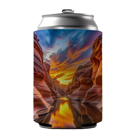 Slot Canyons And Water At Sunset Utah Arizona Drink Beer Soda Insulated Sleeve Holder Can Cooler Hugger