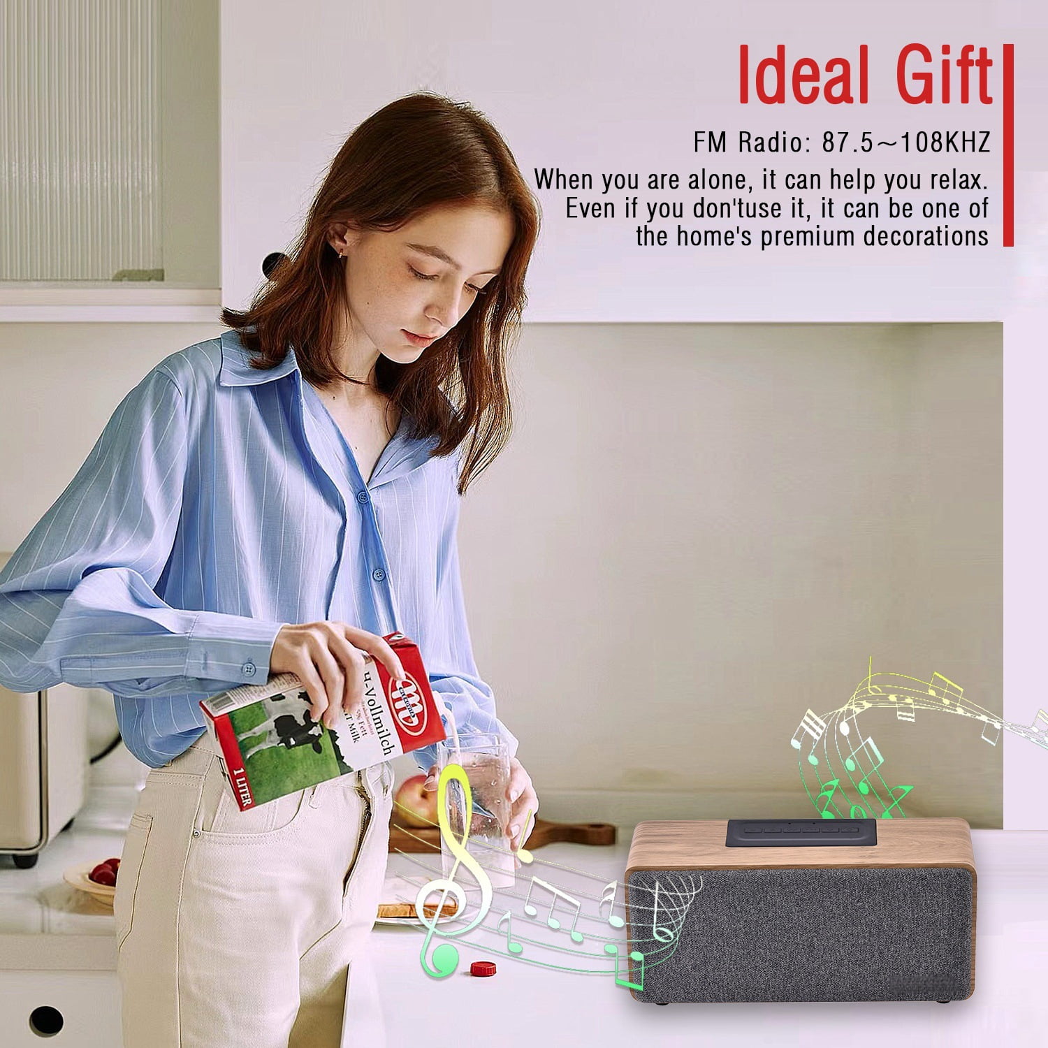 MUSICOZY Portable Bluetooth Speaker,Vintage Bluetooth Wireless Fabric Speaker with AM/FM Radio, HD Stereo Sound, Rechargeable Speaker Indoors w/Aux Input, Built-in Mic,Outdoor Speakers Beach Travel