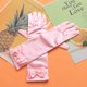 thumbnail image 2 of FELTECHELECTR 1 par de guantes largos de satén con lazo para niña de las flores, para boda, fiesta de noche (rosa), 2 of 6