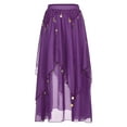 thumbnail image 4 of Kaerm Women's Bell Dance Chiffon Skirt with Coin Tribal Folk Dance Swing Dress Belly Dancewear Purple One Size, 4 of 7