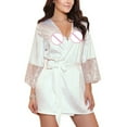 thumbnail image 3 of Lindreshi Womens Lingeries Clearance Women Sexy Silk Kimono Satin Dressing Gown Bath Robe Lace Lingerie Nightdress, 3 of 5
