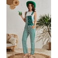 thumbnail image 4 of Overalls for Women Fashion Print Jumpsuits Festival Outfits Ladies Bibs Coveralls(Green and White Striped,S), 4 of 8