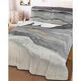 thumbnail image 3 of Quilts Twin Size Bedding Set, Grey Coastal Lightweight Quilted Comforter, Summer Beach Nautical Abstract Art Soft Reversible Bedspread Coverlet with Pillow Covers for All Season, 68" x 86", 3 of 7