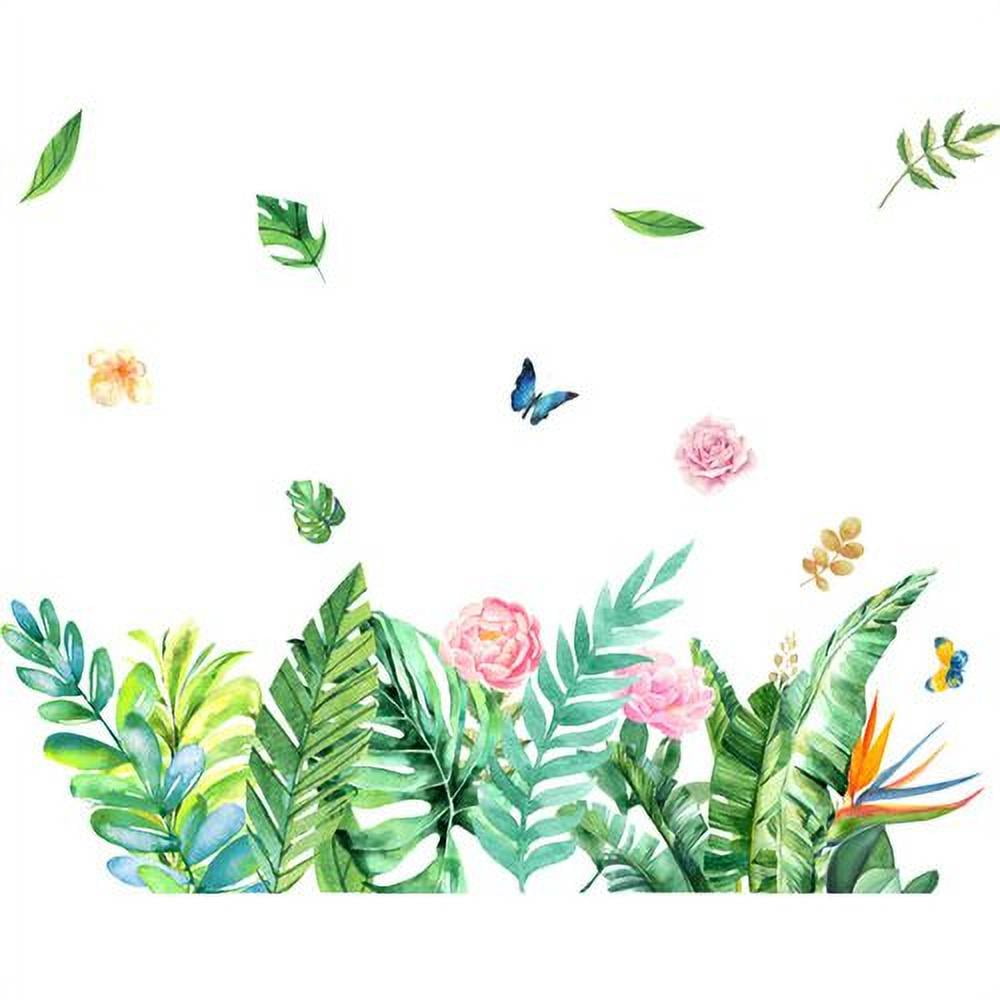SHIYAO Tropical Flower Leaves Removable Wall Stickers Wall Art Vinyl Decal Wall Decor Nursery Living Room
