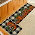 thumbnail image 4 of Fall Kitchen Mats Set of 2, Buffalo Plaid Pumpkins Bowknot Floor Mat Farmhouse Seasonal Holiday Thanksgiving Decorations 17x30 and 17x47 Inch (Plaid) GK077, 4 of 6