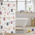 thumbnail image 3 of Manfei Cute Flower Cat Shower Curtain 72Wx84L, Cartoon Pet Animal Bathroom Shower Curtain, White, 3 of 5