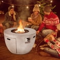 thumbnail image 3 of Gymax 36'' Round Concrete Propane Fire Pit Table w/ Lava Rocks PVC Cover 50,000 BTU, 3 of 9