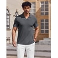 thumbnail image 4 of COOFANDY Men' Muscle V Neck Polo Shirts Slim Fit Short Sleeve Golf T-Shirts Ribbed Knit Soft Tees, 4 of 6