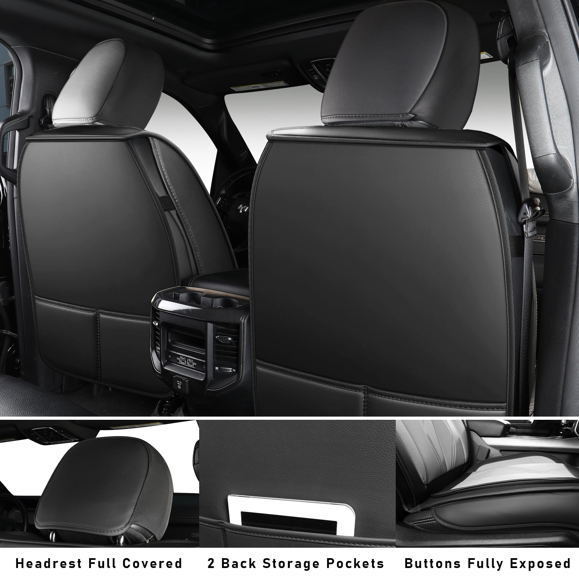 LINGVIDO F-150 Waterproof Faux Leather Automotive Seat Covers Fit for Ford 2009-2026 F150 F250 F350 F450 Super Duty Crew Cab XL XLT Lariat King Ranch Platinum