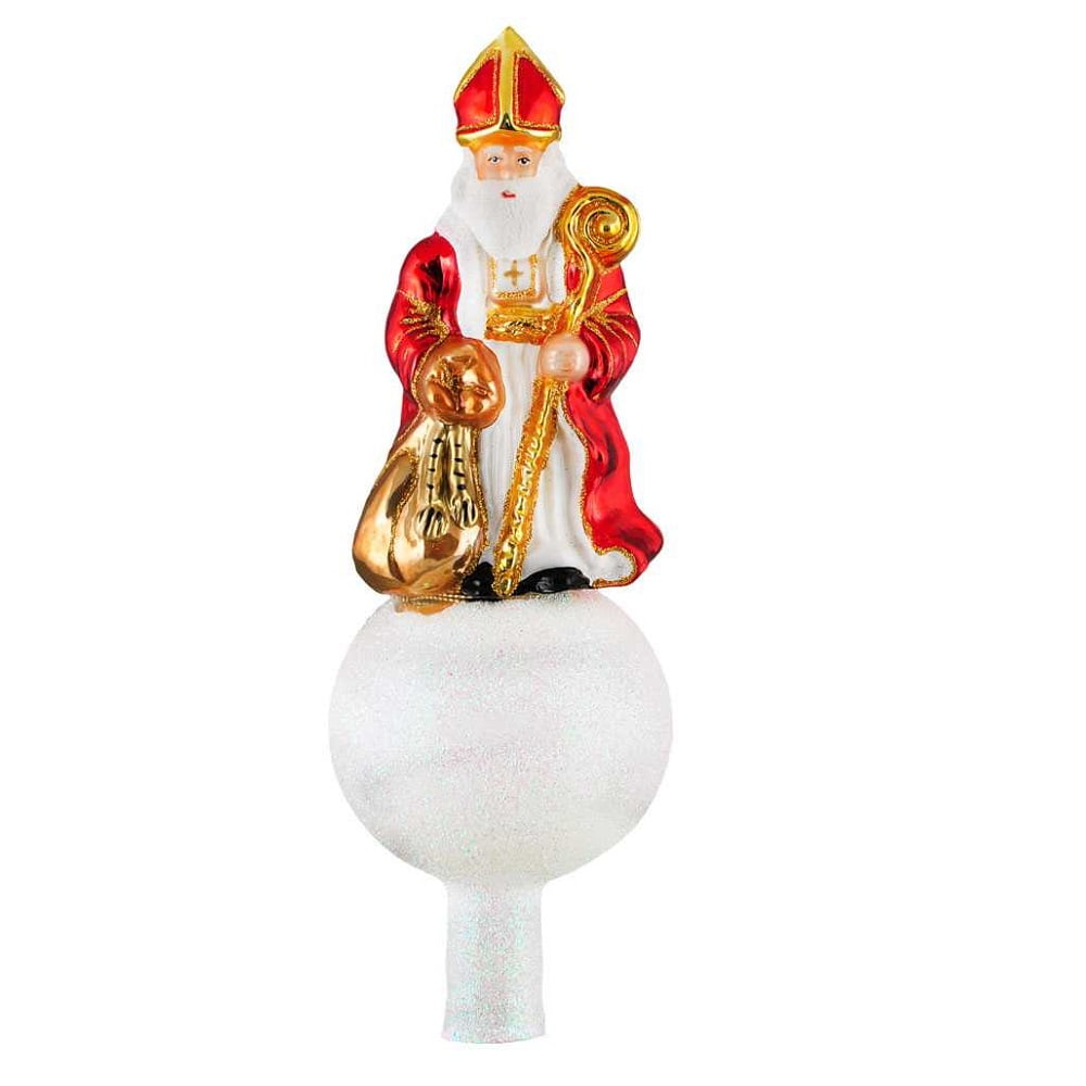 on White Ball Polish Glass Christmas Tree Topper Decoration Made