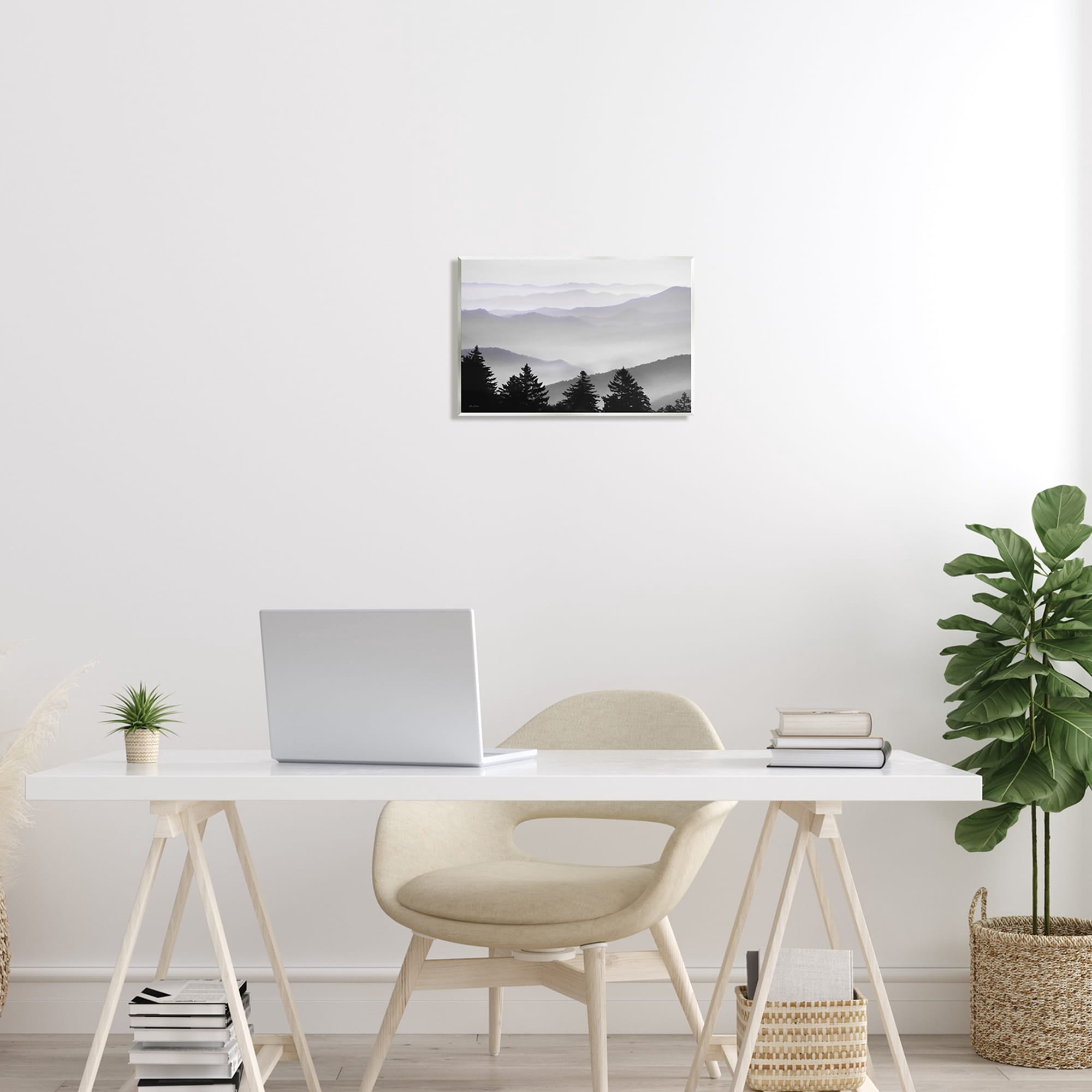 Stupell Industries Pine Trees Silhouettes Foggy Mountain Range Peaks Photograph Unframed Art Print Wall Art, Design by Lori Deiter