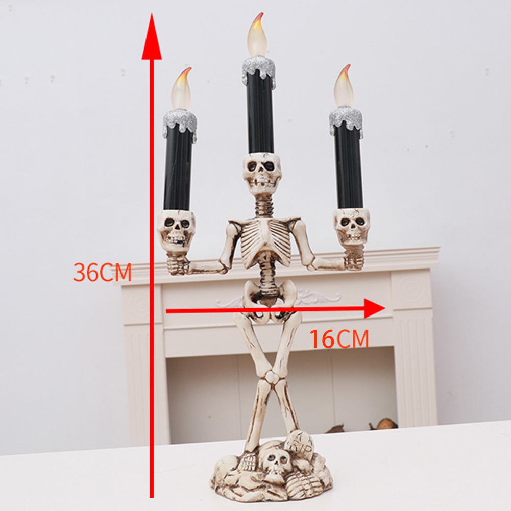 Akoyovwerve 2020 Halloween Candle Holder 3 Arms Skeleton Candle Holder