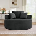 thumbnail image 2 of Muumblus Oversized Round Lounge Chaise Chair Indoor,Boneless Cloud Couch with 3 Pillows, No Assembly Required, Modern Accent Chair for Living Room, Black Chenille, 2 of 12