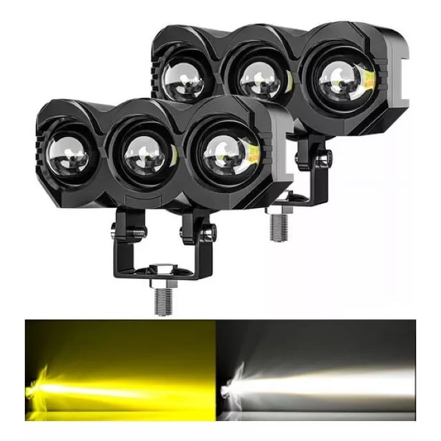 2 Pzs Faros Auxiliares Doble Color Led 60w Para Auto Moto