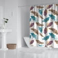 thumbnail image 2 of White Boho Tribal Feathers Pattern Shower Curtain 72"x84" ,Bathroom Decorative Shower Curtains Set with 12 Hooks,Modern Waterproof Washable Shower Curtain, 2 of 6