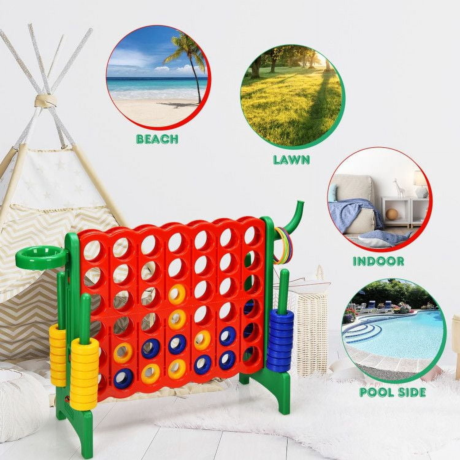 Chateauy 2.5 Feet 4-to-Score Giant Game Set – Large-Sized Tossing & Ring Toss Outdoor Activity for Family, Lawn, Backyard, Party, BBQ, and Beach