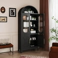thumbnail image 6 of 73" H Metal Tall Arched Kitchen Pantry Cabinet, Modern Farmhouse China Storage Cabinets with Glass Door and Adjustable Shelves, Versatile Cupboard for Kitchen, Dining Room, Bathroom (Black), 6 of 14