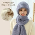 thumbnail image 2 of ievspot Women Winter Hat with Integrated Scarf Thick Warm Knitted Full Protection Outdoor Travel Cold Weather Cap, 2 of 7