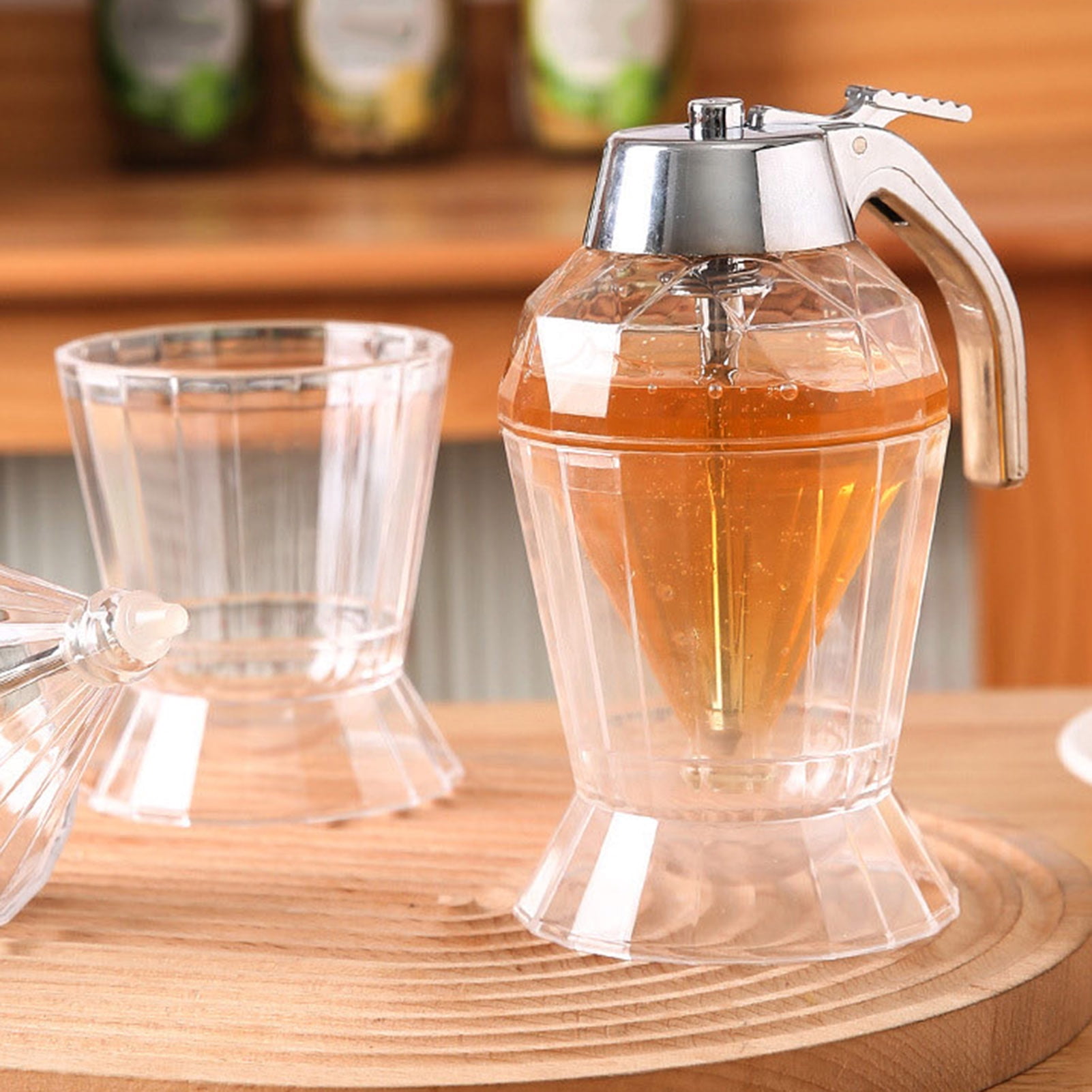 OIUR 2/3Pcs Maple Syrup Dispensers Honey Jars with Stand Handle Design Large Capacity BPA Free No Drip Honey Holders