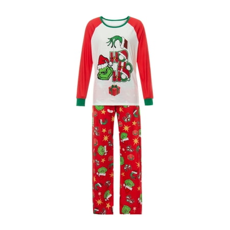 

MERSARIPHY Family Parent-child Pajamas Christmas Raglan Tops Trousers Set