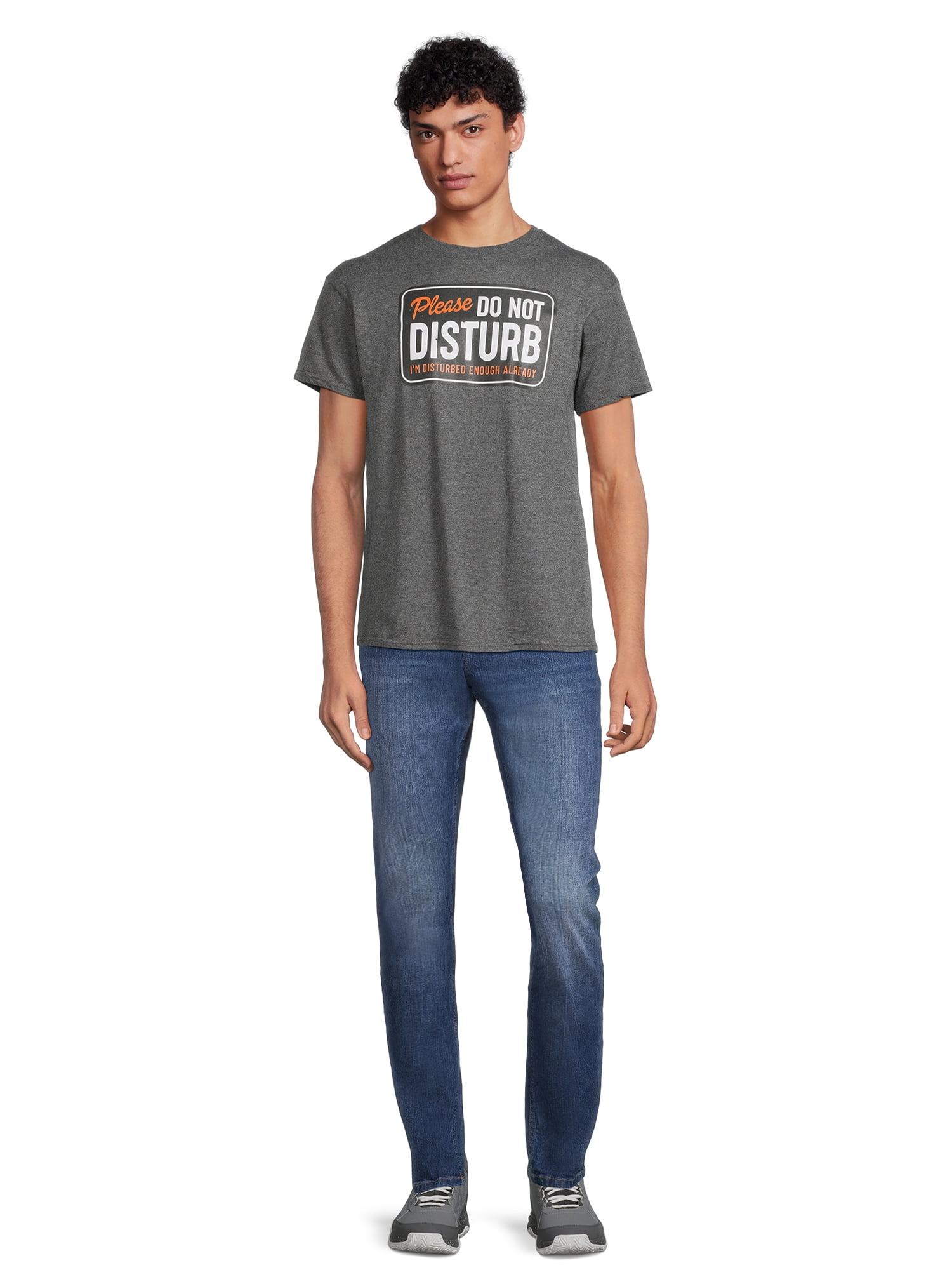 Men's and Big Men's Please Do Not Disturb Graphic Tee with Short Sleeves, Sizes S-3XL