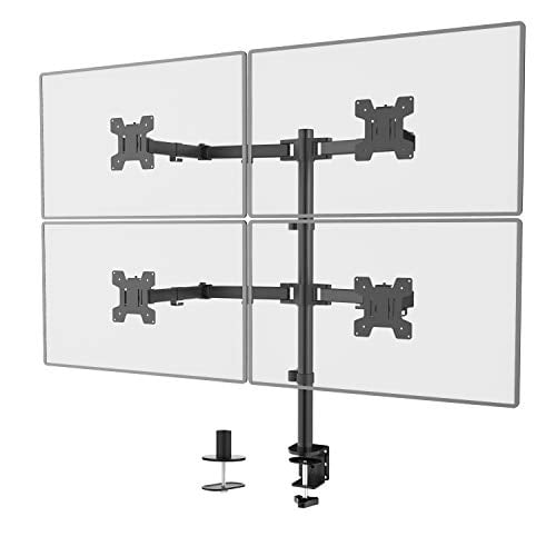 WALI Quad LCD Monitor Desk Mount Fully Adjustable Stand Fits 4 Screens up to 27 inch, 22 lbs. Weight Capacity per Arm (M004), Black