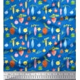 thumbnail image 1 of Soimoi Blue Cotton Voile Fabric Star & Baubles Christmas Fabric Prints By Yard 42 Inch Wide, 1 of 3