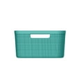 Curver Jute Medium Basket, Resin Plastic Storage Bin, Aqua Slate, 4