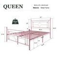 thumbnail image 4 of Amolife Queen Size Metal Platform Bed Frame with Vintage Cross Pattern Headboard&Footboard, Pink, 4 of 10