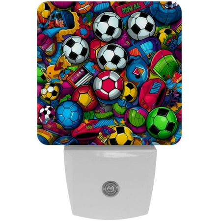 

itdsatrgt 2 Pack Soccer Football Pattern Plug in LED Night Light Auto Sensor Dusk to Dawn Decorative Night for Bedroom Bathroom Kitchen Hallway Stairs Hallway Baby s Room Energy Saving