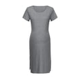 thumbnail image 2 of WISEFIN Women Maternity Solid Color Short Sleeve Round Neck Side Slit Bodycon Casual Dress, 2 of 4