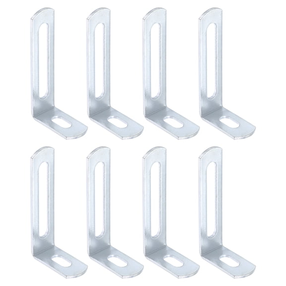 8Pcs L-Shaped Brackets Corner Brace, 1.97"x0.94"x0.47" Corner Bracket Shelf Bracket Right Angle Brackets for Wood Shelves Furniture (50x24x12mm, Silver)