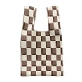 thumbnail image 1 of Bolso de mano de mujer de tablero de ajedrez de punto, tejido suave , bolso de hombro de bolsa informal capacidad para viajes Beige Café Macarena Bolsos de hombro para mujer, 1 of 7