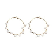 mnjin pearl hoop earrings for women fashion drop dangle earrings lightweight beaded e
