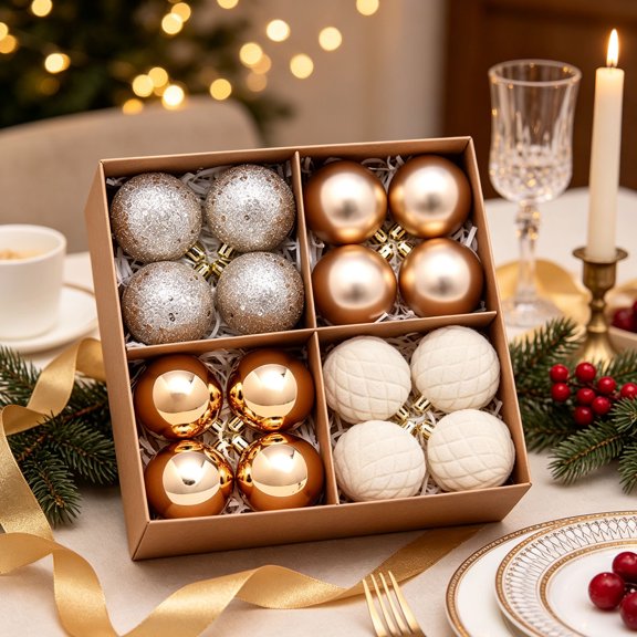 Qndoxp 16 Pcs Xmas Tree Hanging Baubles Christmas Ball Ornaments Hanging Decor Indoor Home Party Decoration