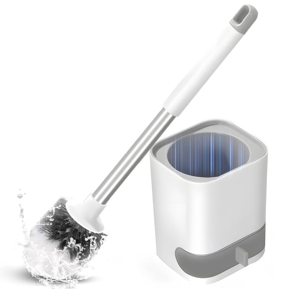 Fuvuan Toilet Brush and Holder, Nylon Bristles Bathroom Scrubber Cleaner Brush with Holder