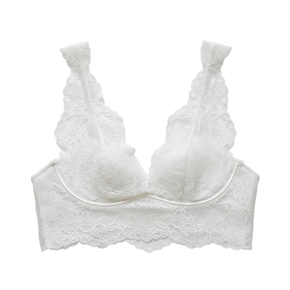 hotojiny Women's Bra Cute Lace Bralette Padded Underwire Everyday Bra Wide Strap Full Coverage Comfortable Bra