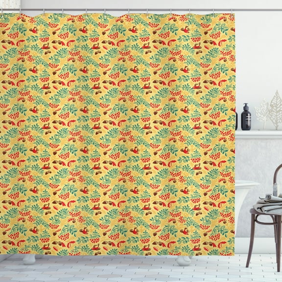 Ambesonne Acorn Shower Curtain, Wild Nature Composition, 69"Wx70"L, Multicolor