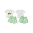 thumbnail image 2 of BemeyourBBs Toddler Baby Boy Summer Clothes Infant Baby Boys Turtle Shark Frog Outfit Short Sleeve Animal Embroidery T-Shirt and Plaid Shorts Toddler Boys Summer Outfits, 2 of 9